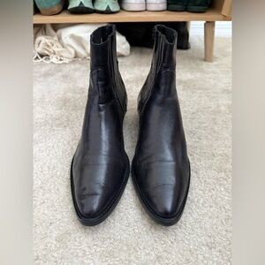 Women's Black Leather Ankle Booties - Sleek Pointed Toe